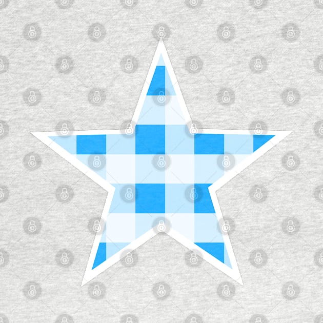 Bright Blue and White Buffalo Plaid Star by bumblefuzzies